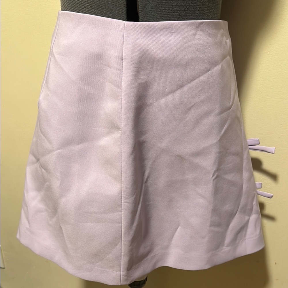 Zara Purple A-Line Mini Skirt with Cut Out Tie Front